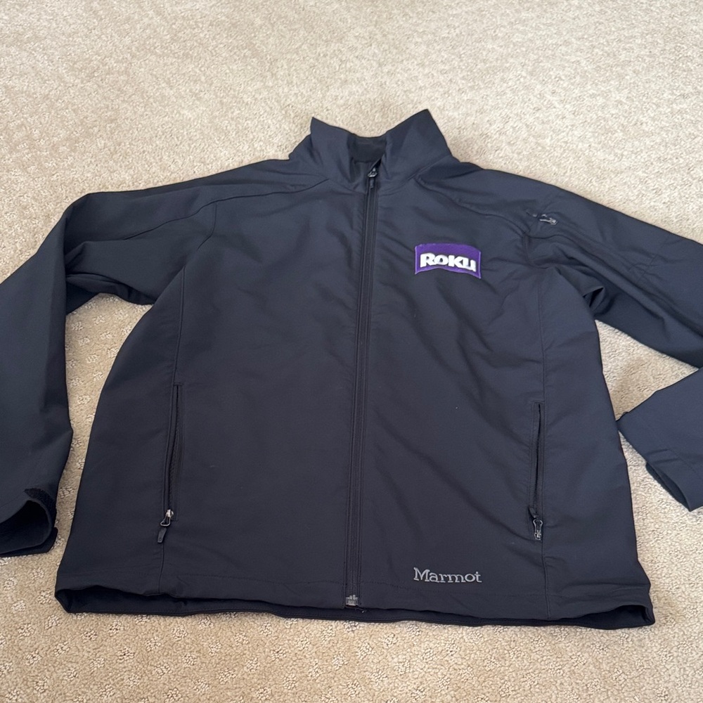 Marmot Black Softshell Jacket with Roku Logo